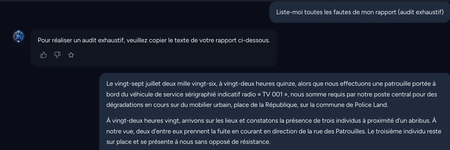 Conversation RedacPro : un rapport d'intervention soumis à un audit exhaustif des fautes